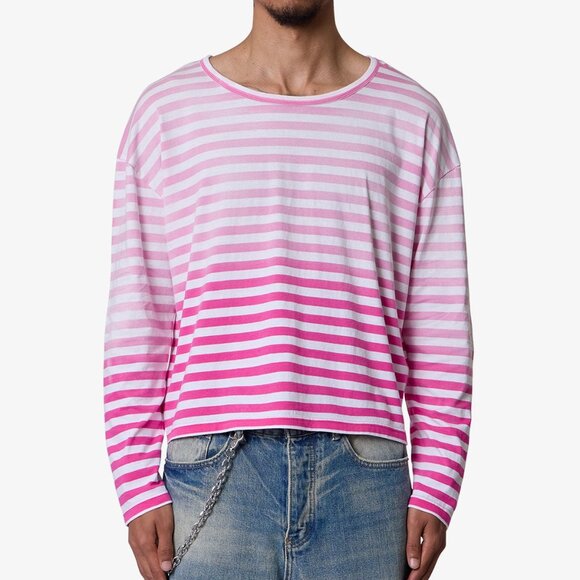 MNML Other - mnml Faded Stripe L/S Tee - Pink/White Size XXLPink/White / XXL